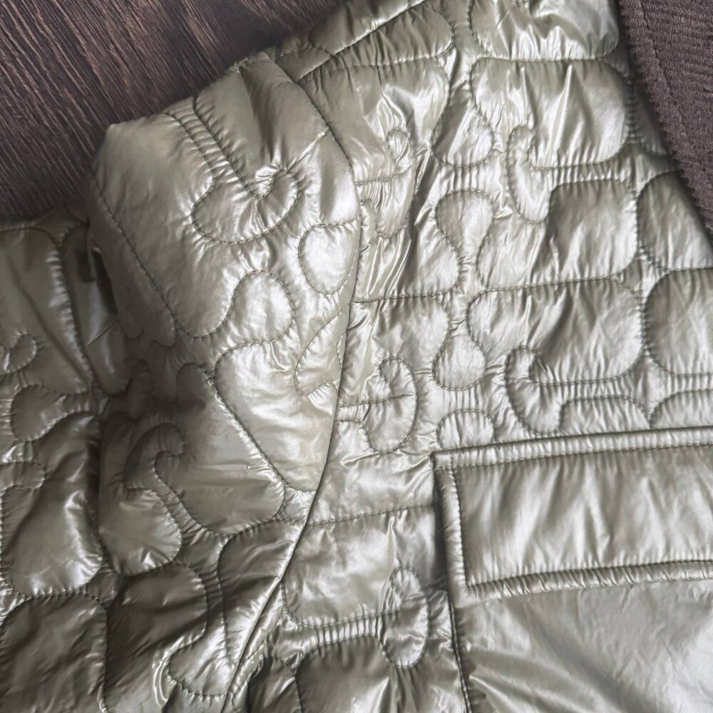 Ganni NWOT Quilt Midi Jacket Dark Green - Picture 11 of 14